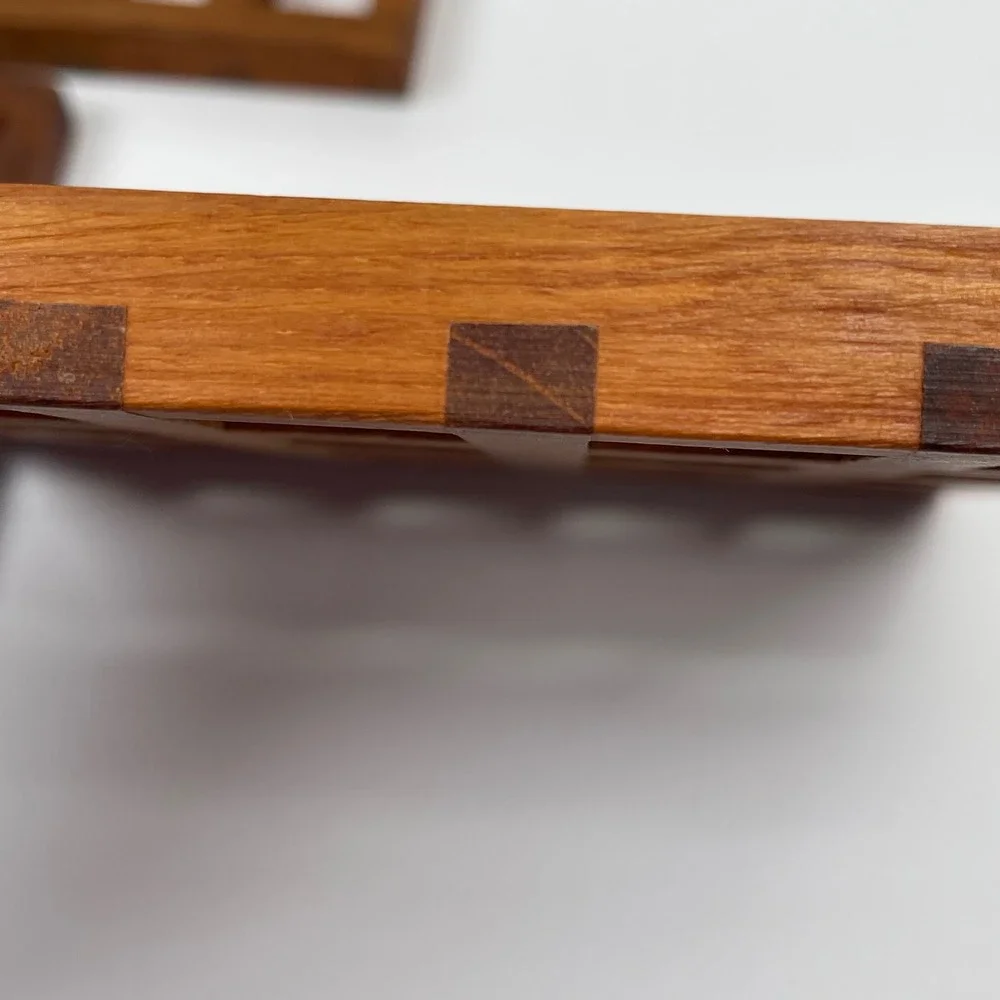 Vintage Dansk Teak Wood Lattice Trivet Set of 3 Brown Mid Century Modern 60s 70s